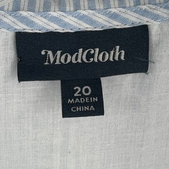 Modcloth Blue Stripe Broadcast Coordinator Sleeveless Shirt Dress Size 20 - Picture 9 of 13